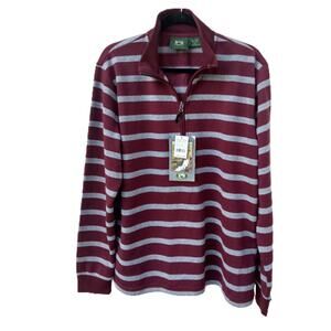 Stillwater Supply Fleece Shirt Mens Large Maroon Gray Stripes New MSRP $60